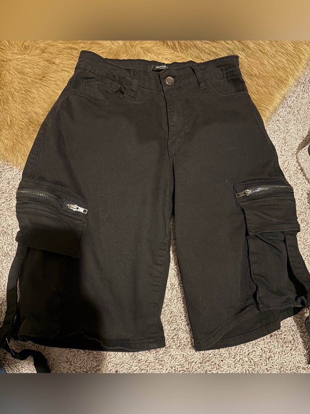 American Bazi Black Shorts with Subtle Stitch Detail